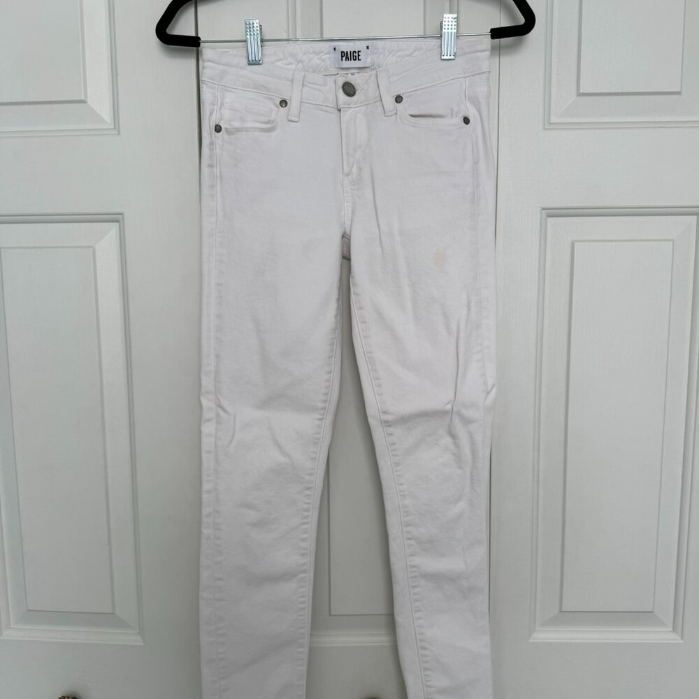 PAIGE Skyline Ankle Peg White Skinny Jeans – 25